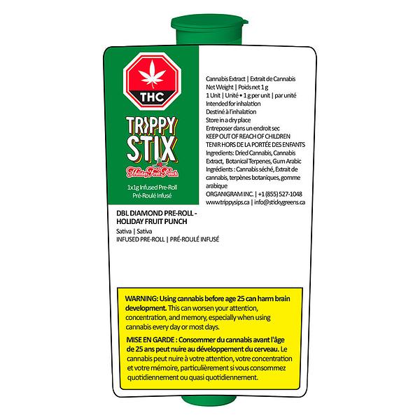 Trippy Sips - Trippy Stix Dbl Diamond Infused Pre Roll Holiday Fruit Punch