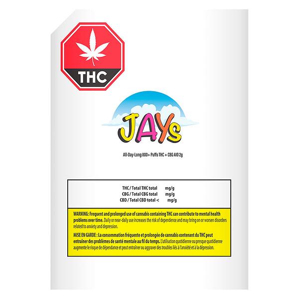 JAYS - Jays All-Day-Long 800+ Puffs THC + CBG AIO image 2