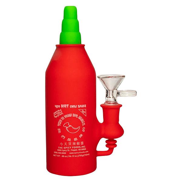 Lit Silicone - Chilli Bottle Water Pipe W/Glass Pull Out