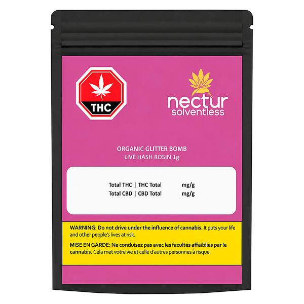 Nectur Solventless - Organic Glitter Bomb Live Hash Rosin
