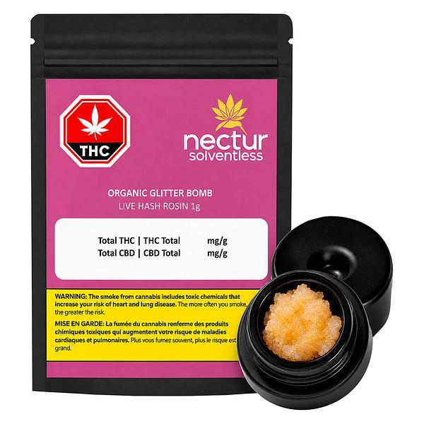 Nectur Solventless - Organic Glitter Bomb Live Hash Rosin