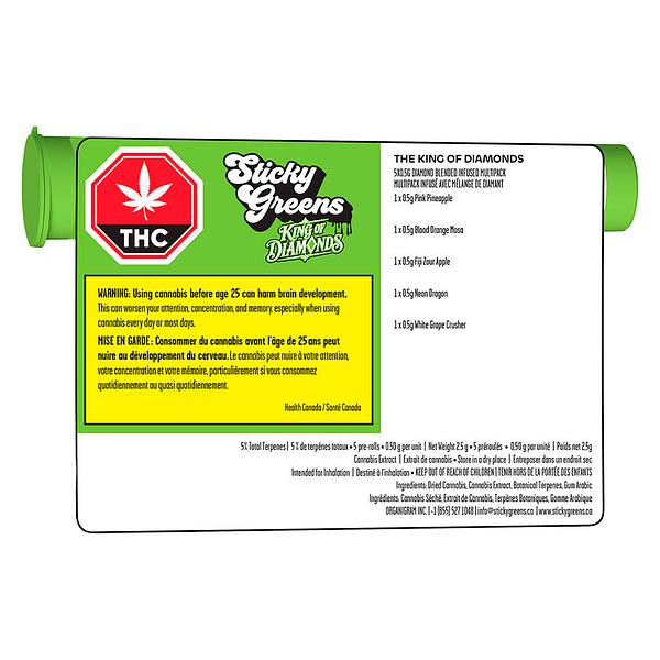 Sticky Greens - King Of Diamonds Variety - Diamond Coated Infused Pre Roll