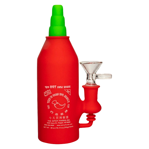 Lit Silicone - Chilli Bottle Water Pipe W/Glass Pull Out