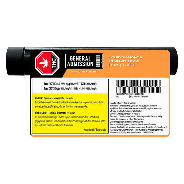 General Admission - Peach Rizz Liquid Diamond Blend 510 Thread Cartridge image 3
