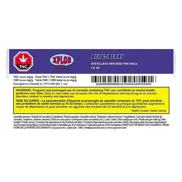 XPLOR Level X - Beast Berry Distillate Infused Pre-Roll image 3