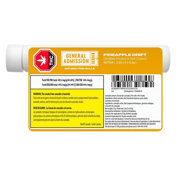 General Admission - Pineapple Drift Distillate Infused Pre Roll image 3