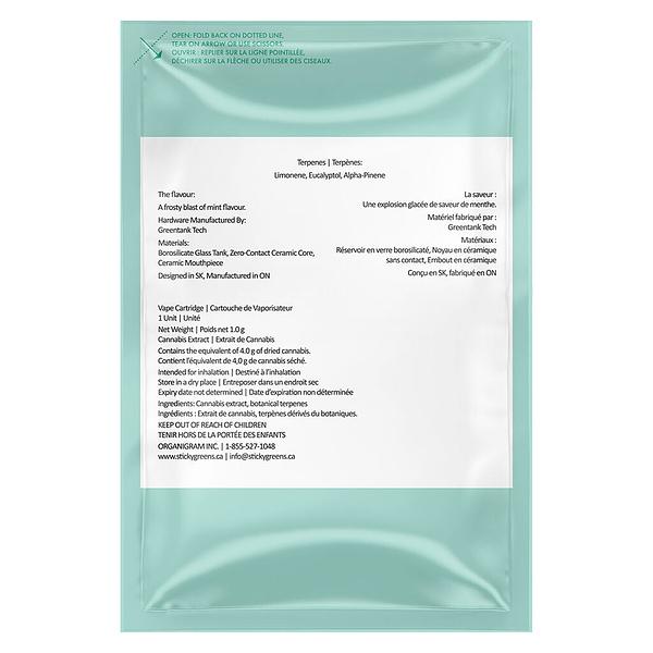 Sticky Greens - Iced Mint - Liquid Diamond Blend 510 Thread Cartridge image 3