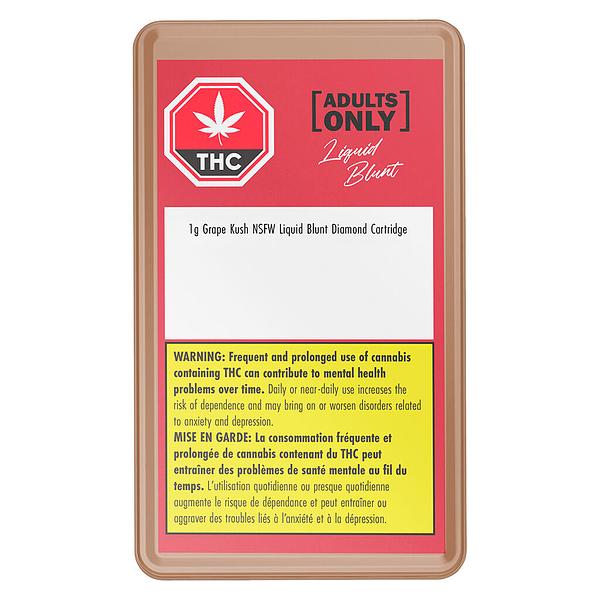 Adults Only - Grape Kush NSFW Liquid Blunt Diamond 510 Thread Cartridge image 2