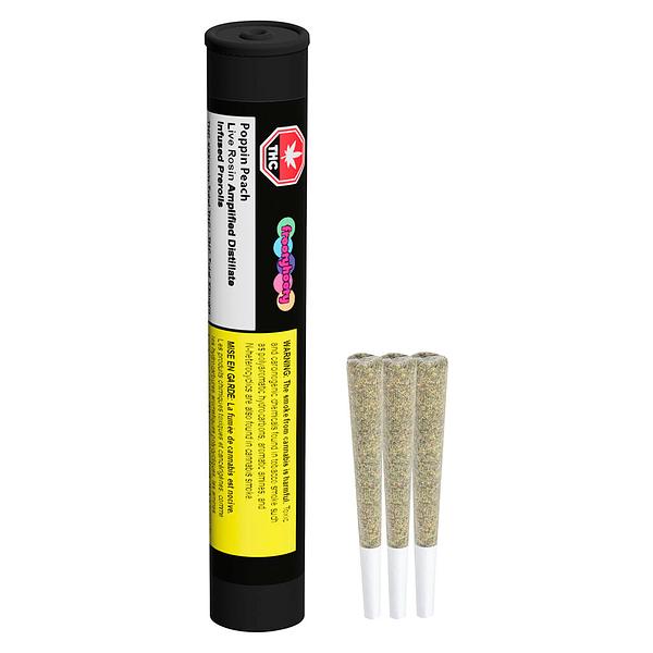 Frootyhooty - Poppin Peach Distillate + Live Rosin Infused Pre Roll image 4