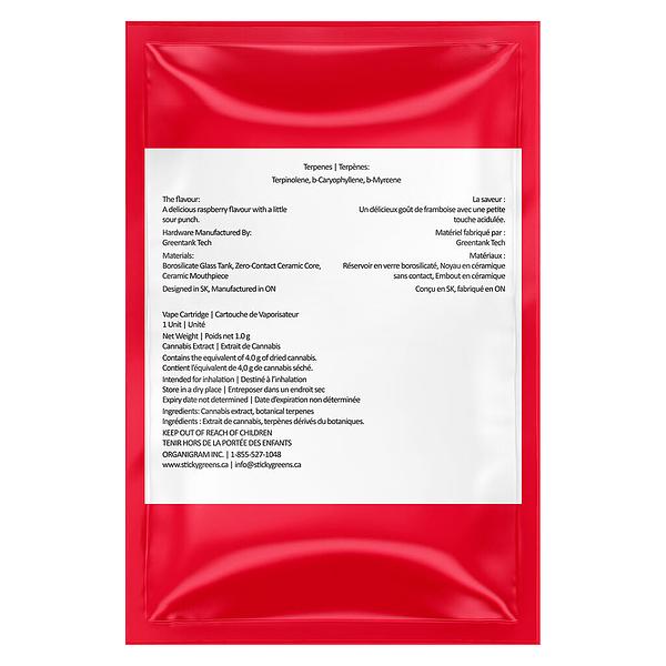 Sticky Greens - Red Razzleberry Liquid Diamond 510 Thread Cartridge image 3