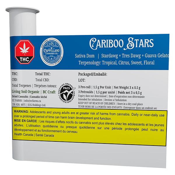 Cappellano Cannabis Co. - BC ORGANIC (LSO) CARIBOO STARS Pre-Roll image 3