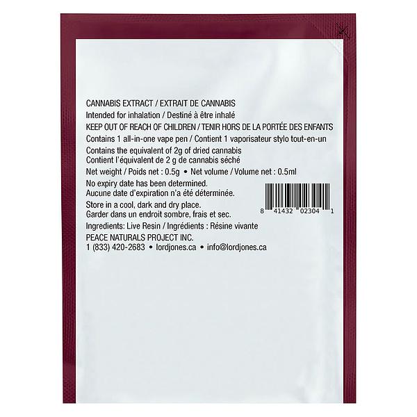 Lord Jones - Pure Live Resin Vape - Deadhead OG All-in-One image 3