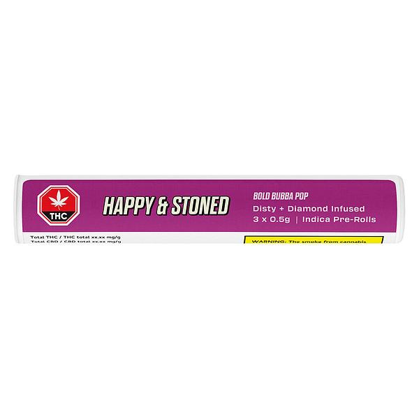 Happy & Stoned - Bold Bubba Pop Disty + Diamond Infused Pre-Roll image 2