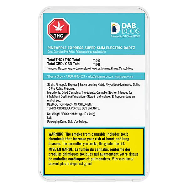Dab Bods - Pineapple Express Super Slim Electric Dartz Pre Roll image 2