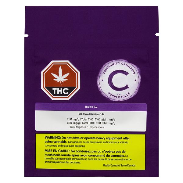 Community c/o Purple Hills - Indica XL 510 Thread Cartridge image 2