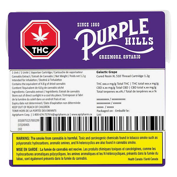 Purple Hills - Cured Resin – Galactic Grape Xl 510 Thread Cartridge image 3