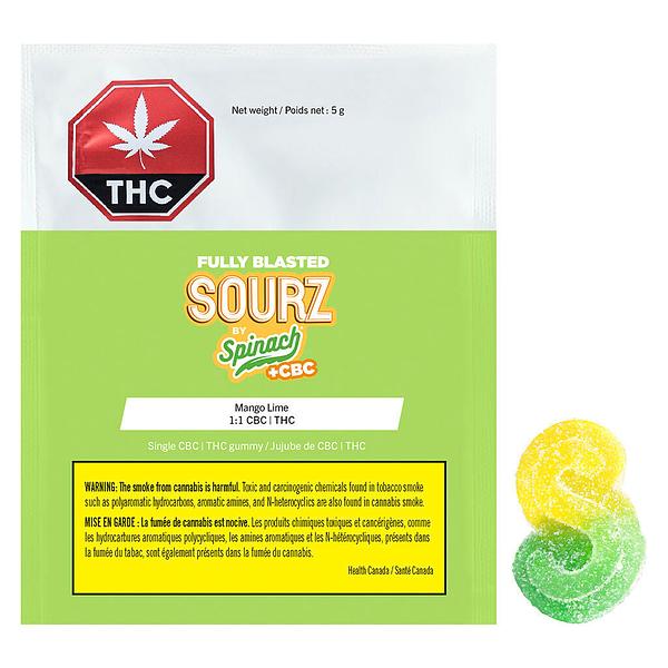 SOURZ by Spinach - Fully Blasted Mango Lime 1:1 CBC THC Gummies image 4