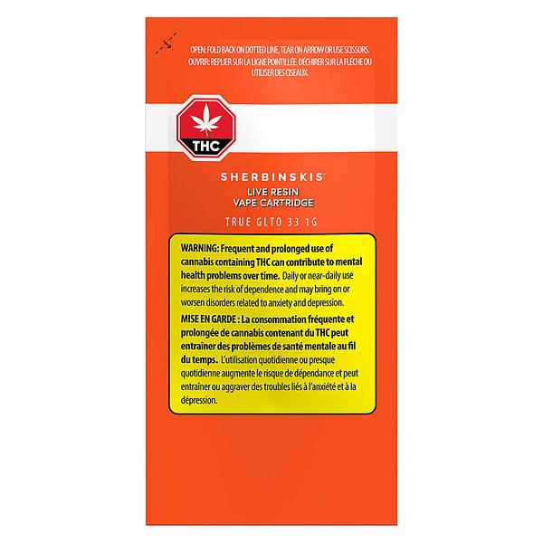 Sherbinskis - True GLTO 33 Live Resin 510 Thread Cartridge image 2