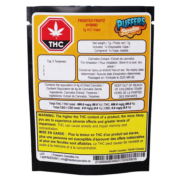 Puffer's Paradise - Frosted Fruitz AIO Disposable Vape image 2