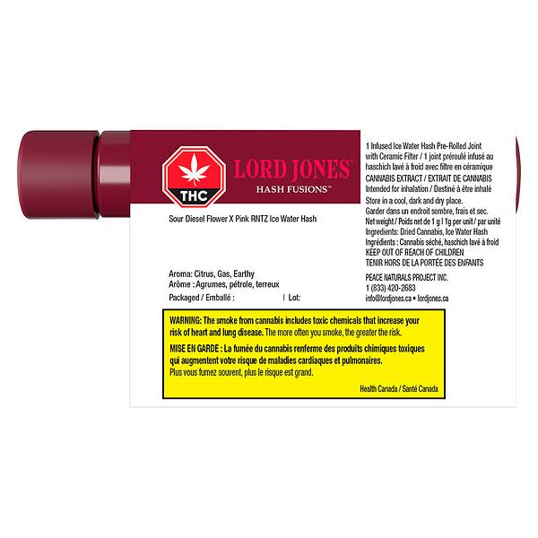 Lord Jones - Hash Fusions - Sour Diesel x Pink RNTZ Infused Pre-Roll