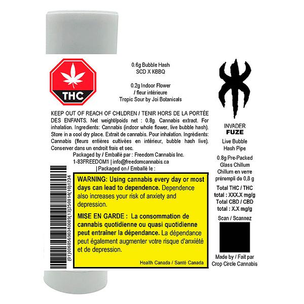 INVADER - Fuze - Live Bubble Hash Pipe Infused Pre-Roll