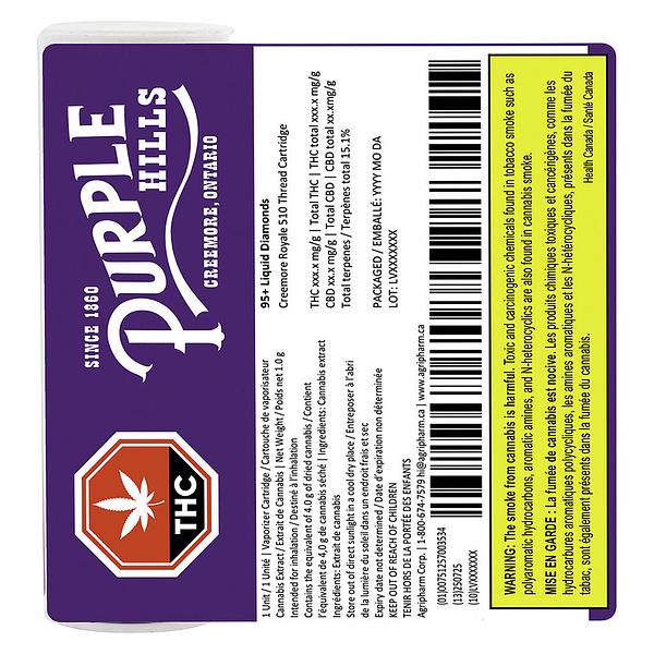 Purple Hills - 95+ Liquid Diamonds – Creemore Royale 510 Thread Cartridge