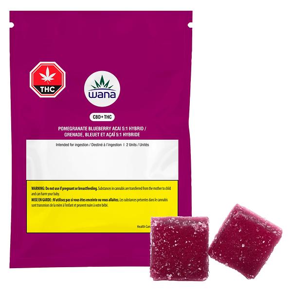 Wana - Pomegranate Blueberry Acai 5:1 Sour Soft Chews