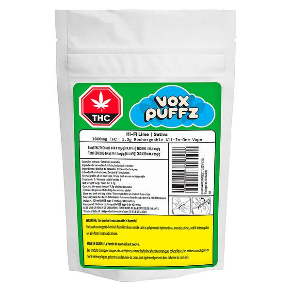 VoxPuffz - HI-Fi Lime Rechargeable All-in-One Vape 1000 mg THC image 2