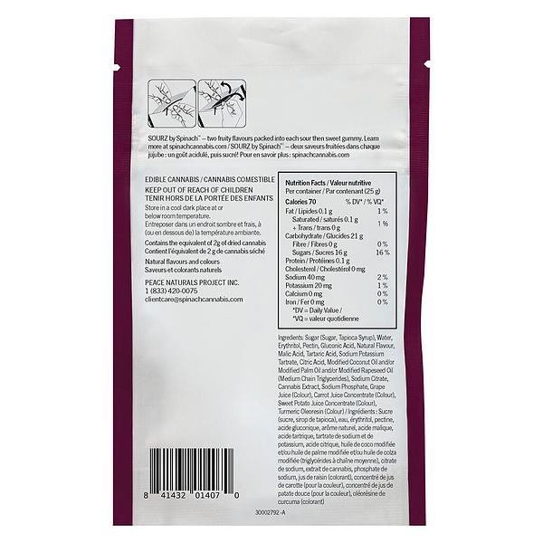 SOURZ by Spinach - Tropical Triple Berry 2:1 Soft Chews