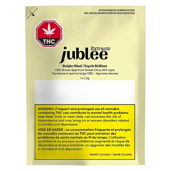 Jublee Extracts - Bright Mind - CBG Broad Spectrum Sweet Citrus AIO Disposable Vape image 2