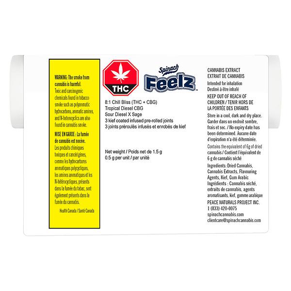 Spinach FEELZ - Tropical Diesel Cbg (Chill Bliss) Infused Pre Roll