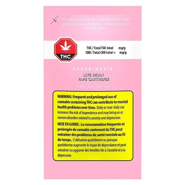 Sherbinskis - Pink Sherbs Live Resin 510 Thread Cartridge