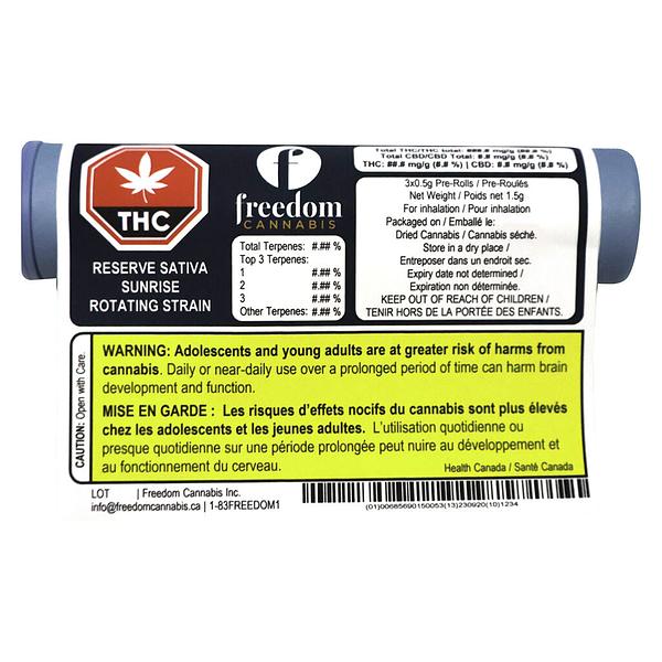 Freedom Cannabis - Reserve Sativa Sunrise Pre Roll
