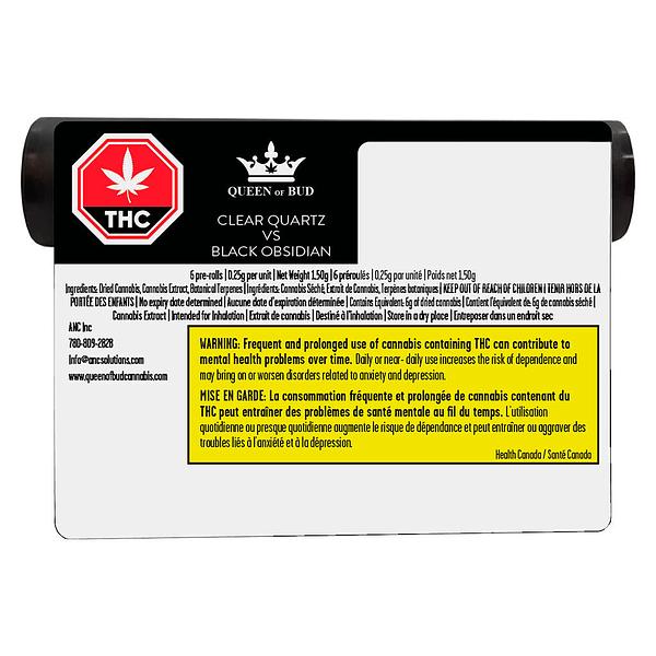 Queen of Bud - Clear Quartz Vs Black Obsidian Diamond Infused Pre Roll