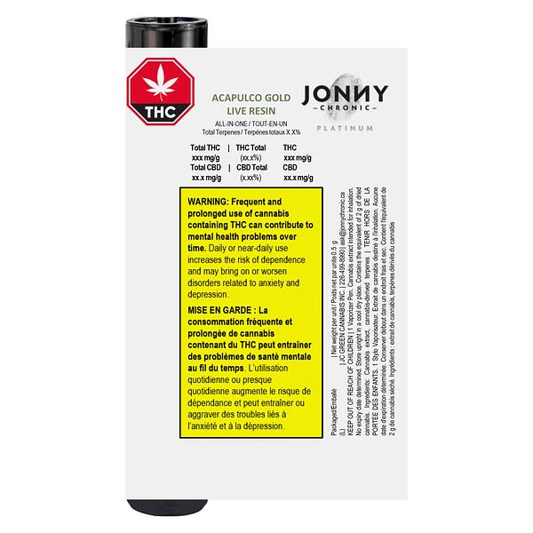 Jonny Chronic - Acapulco Gold Live Resin All-In-One Disposable Vape Pen