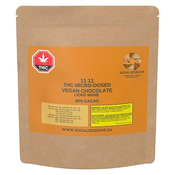 Social Sessions - 1111 Thc Micro-Dosed Vegan Chocolate With Lions Mane image 2