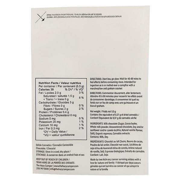 The Hazy Camper - Mochaccino 1:1 THC:CBD Milk Chocolate image 3