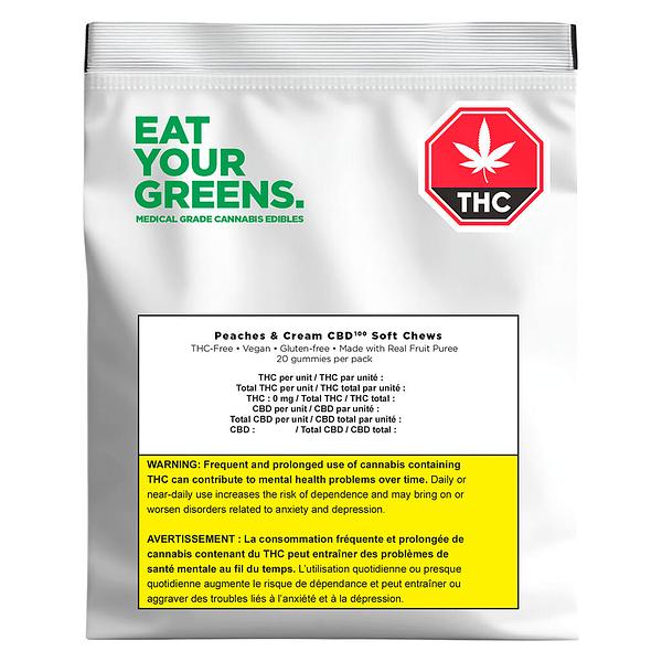 Eat Your Greens. - Peaches & Cream CBD100 Soft Chews